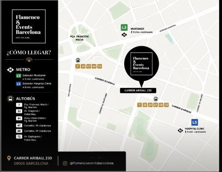 Mapa de ubicación — Cómo llegar a Flamenco & Events Barcelona, C/ Aribau 230